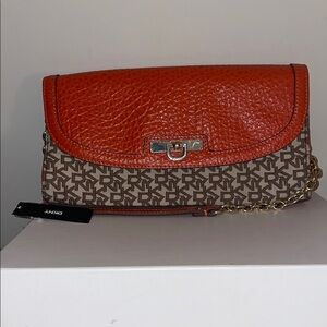 NWT DKNY Beekman Clutch/Shoulder Bag - Chino-Orange